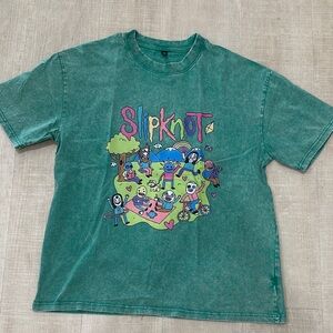 Slipknot Graphic T-Shirt Green Acid Wash Size M